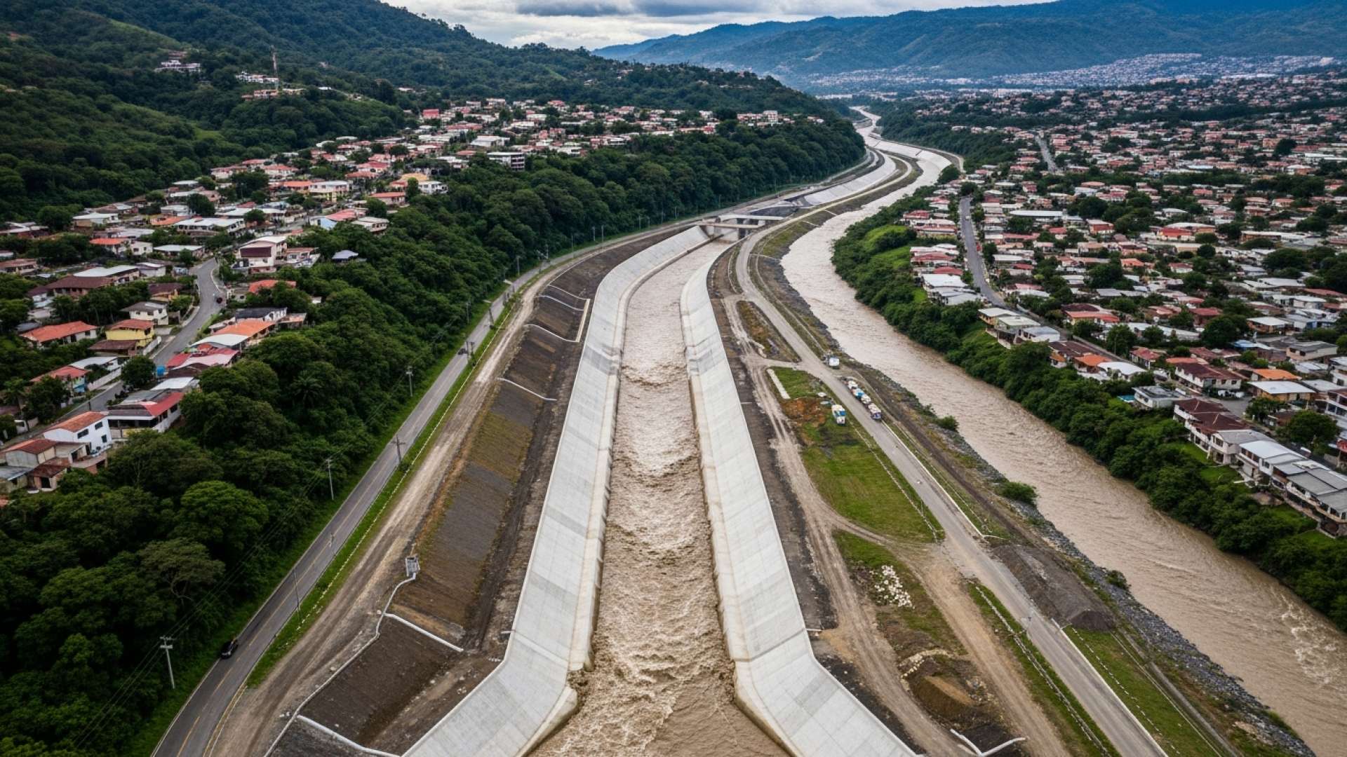 カーニャス川の巨大な壁、サンホセのコミュニティに安心感をもたらす